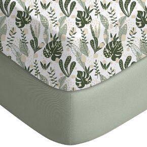 Yoofoss 2-Pack Baby Crib Sheets for Boys Girls 52x28 (Green+Banana Leaves) | Soft & Breathable & Cozy, Fitted Crib Mattress Cover Set for Baby Bed and Toddler Mattress in Kuwait