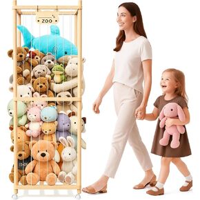 Stuffed Animal Storage, 64In Wooden Large Stuffed Animal Organizer Holder | Plushies Storage with Wheels, Stuffed Animal Zoo for Kids' Rooms, Bedrooms & Living Rooms in Kuwait