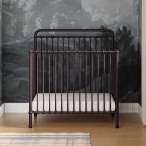 Namesake Winston 4-in-1 Convertible Crib w/Wheels Vintage Gold Bedside | GREENGUARD Gold Certified - Portable, Metal Baby Crib w/ Removable Wheels - Converts to Toddler Bed, Daybed & Full Size Bed in Saudi Arabia