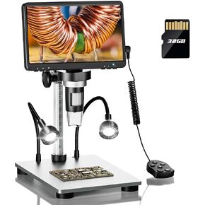 USB Microscope, DM9 Digital USB Electronic Microscope 1080P 7" LCD Display 1200X Magnification Microscopio for Phone Repairing in Saudi Arabia