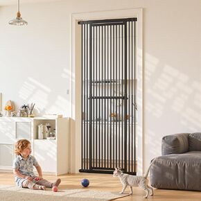 Gardner Pet Extra Tall Cat Gate 49"-86" Adjustable Height, Tall Pet Gate for Doorways/Hallways with 27.5"-37" Adjustable Width Baby Gate with 4 Extensions Kits, No Drilling Pressured Mounted (Black) in Kuwait