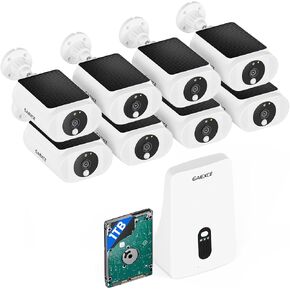Solar Security Cameras Wireless Outdoor 8Cam Kit Expadable to 10H, No Subscription Cameras for Home Security System, 1T Local Storage, 2.4G &5G WiFi, 2K Color Night Vision Two-Way Audio IP66 in Kuwait