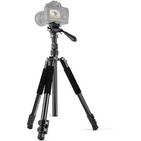 Camera Tripod, 64.5" Foldable Travel Outdoor DSLR for Video Recording Photos Vlogging Tripod with 360° Fluid Drag Head Load Capacity 11lbs, for Video Recording Photos Vlogging in Saudi Arabia