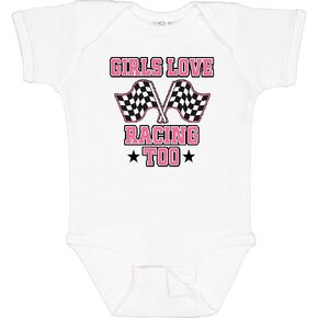 inktastic Girls Love Racing Rally Flags Baby Bodysuit in Kuwait