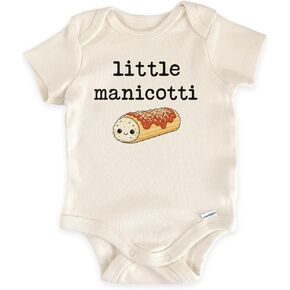 Little Manicotti Italian Newborn Bodysuit (0-3 Months, Natural) | Italian Baby Outfit, Pasta Newborn Clothes, Foodie Infant Gift, Neutral Photo Prop, Family Keepsake, Baby Shower Present in Saudi Arabia