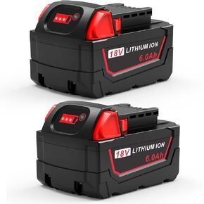 6.0Ah 2Pack Replacement for Milwaukee M-18 Battery Compatible with All Milwaukee MK-18 Battery 48-11-1850 48-11-1840 48-11-1890 48-11-1815 MK-18 MK-18B Cordless Tools Battery in Kuwait