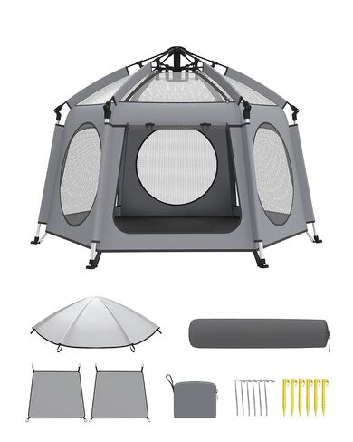 Pop Up Baby Play Pen with Auto-Lock & Aluminum Frame | Instant Setup Portable & Foldable Playpen with Carry Bag, Outdoor Baby Tent with Canopy for Beach, Backyard, Travel & Camping in Saudi Arabia