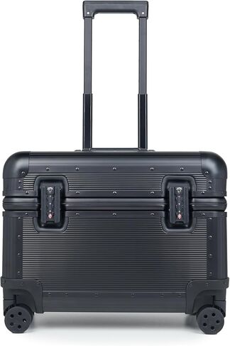 Full Aluminum Carry-On Suitcase, Pilot Case, Black | 18" Hard Shell Zipperless Luggage, Dual TSA Locks, Removable Double Spinner Wheels, 3-Stage Telescopic Handle in Kuwait