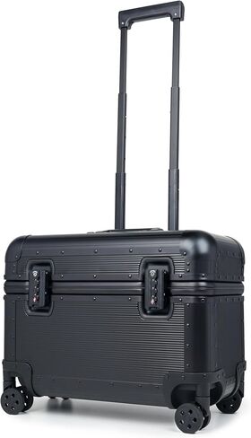 Full Aluminum Carry-On Suitcase, Pilot Case, Black | 18" Hard Shell Zipperless Luggage, Dual TSA Locks, Removable Double Spinner Wheels, 3-Stage Telescopic Handle in Kuwait