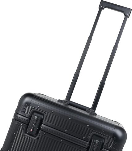 Full Aluminum Carry-On Suitcase, Pilot Case, Black | 18" Hard Shell Zipperless Luggage, Dual TSA Locks, Removable Double Spinner Wheels, 3-Stage Telescopic Handle in Kuwait