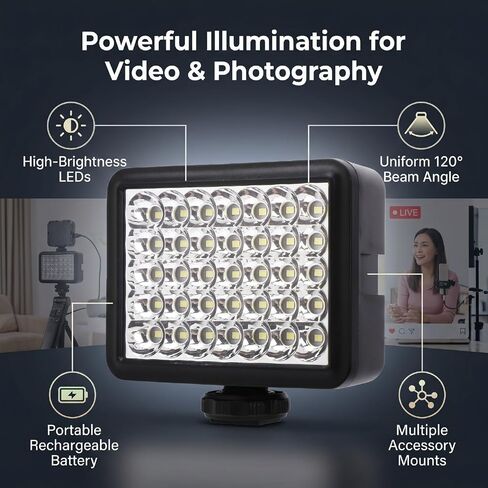 LED Camera Fill Light, with 840LM 7W | 35 LED Video Light Fill Light 6000K-7000K, for DSLR Camera Photography Vlogging Live Stream in Kuwait