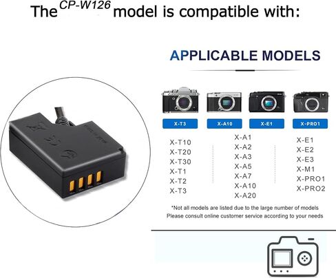 PD USB-C Power Cable to NP-W126 Dummy Battery CP-W126 DC Coupler for Fujifilm Cameras X H1 A1 A2 A3 E1 E2 E2S X-T30 II in Saudi Arabia