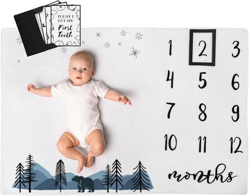 Henry Hunter Baby Milestone Blanket for Your Baby's Monthly Milestones with Frame & Memory Cards | Photo Milestone Blanket for Baby Boy and Girl | Premium Cotton Fleece | 30" x 40" (Gender Neutral) in Saudi Arabia