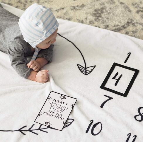 Henry Hunter Baby Milestone Blanket for Your Baby's Monthly Milestones with Frame & Memory Cards | Photo Milestone Blanket for Baby Boy and Girl | Premium Cotton Fleece | 30" x 40" (Gender Neutral) in Kuwait