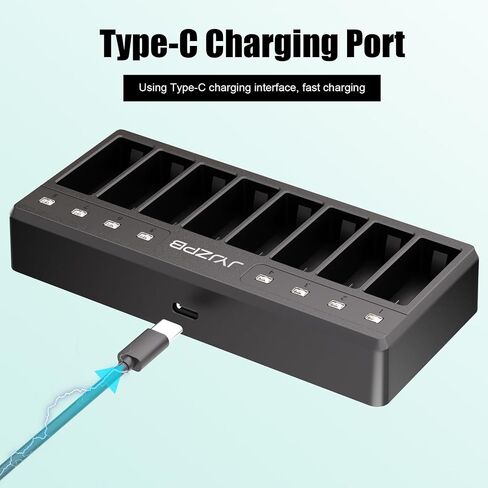 8 Slots Battery Charger for GoPro Hero 12 11 10 9 Black Enduro Battery | Multi-Bay Charger for Go Pro Hero12 Hero11 Hero10 Hero9 Official Batteries Accessories with Type-C Charging Cord in Saudi Arabia