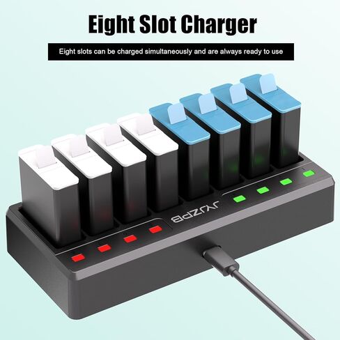 8 Slots Battery Charger for GoPro Hero 12 11 10 9 Black Enduro Battery | Multi-Bay Charger for Go Pro Hero12 Hero11 Hero10 Hero9 Official Batteries Accessories with Type-C Charging Cord in Saudi Arabia