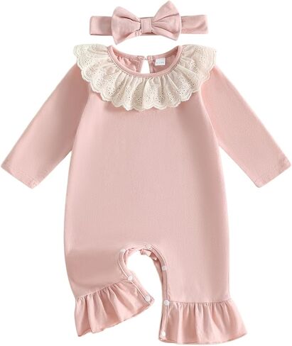 Newborn Girl Coming Home Outfit Little Sister Bell Bottoms Romper | Newborn Baby Girl Clothes Little Sister/Daddys Girl Long Sleeve Bubble Romper Striped Fall winter Jumpsuit Preemie Outfit in Saudi Arabia