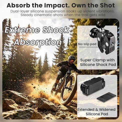 Heavy Duty Motorcycle Bike Handlebar Camera Mount System for DJI Action 5 Pro/4/3 & Osmo 360, Magnetic Base with Anti-Drop Lock, Anti-Theft Super Clamp, Shock Absorption, 12-45mm Bar Fit in Kuwait