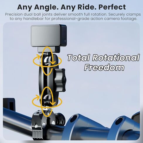 Heavy Duty Motorcycle Bike Handlebar Camera Mount System for DJI Action 5 Pro/4/3 & Osmo 360, Magnetic Base with Anti-Drop Lock, Anti-Theft Super Clamp, Shock Absorption, 12-45mm Bar Fit in Kuwait
