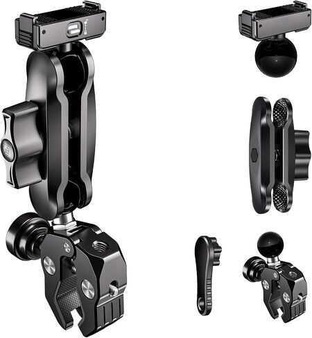 Heavy Duty Motorcycle Bike Handlebar Camera Mount System for DJI Action 5 Pro/4/3 & Osmo 360, Magnetic Base with Anti-Drop Lock, Anti-Theft Super Clamp, Shock Absorption, 12-45mm Bar Fit in Kuwait