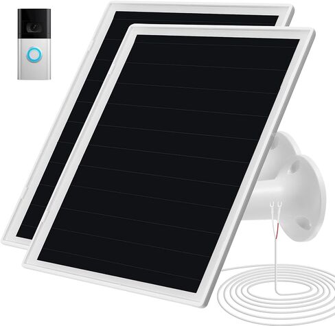 Solar Panel Charger for Ri ng doorbell Camera, Compatible with Ring Video Doorbell 3/3+/4, Battery Video Doorbell Plus, Not for Ring Video Doorbell 2, Waterproof, 6W Fast Charging (2Pack) in Saudi Arabia