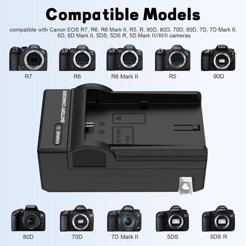 Replacement LP-E6 Battery Charger Charging Compatible with Canon EOS R7, R6, R6 Mark II, R5, R, 90D, 80D, 70D, 60D, 7D, 7D Mark II, 6D, 6D Mark II, 5DS, 5DS R, 5D Mark IV/III/II Camera in Saudi Arabia
