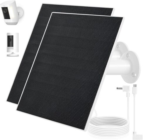 Ring Cam Solar Panel Charger, Compatible with Ri ng Stick Up Cam Battery, Ring Spotlight Plus/Pro Cam Battery, Waterproof, 5W 5V Fast Charging, with DC to typeC Adapter (2Pack) in Saudi Arabia