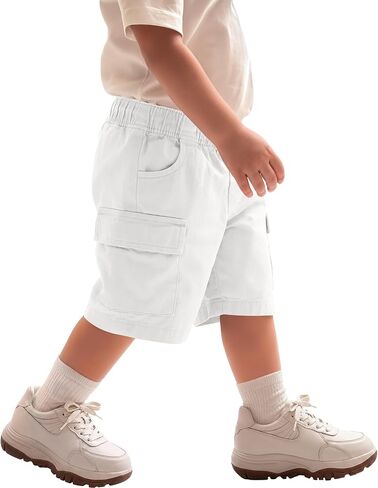 Toddler Boys' Cargo Shorts with Pockets | Cotton Blend Shorts, with Pockets, Elastic Pull On Waist, Relaxed Fit, for Boys 18M-5T, Summer, School, Play, Daily Wear in Saudi Arabia
