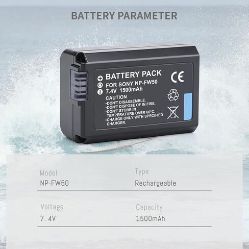 2Pack NP-FW50 Battery, Dual-Slot LCD Charger for Sony Alpha A6000 A6100 in Saudi Arabia