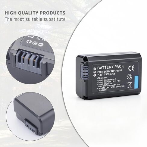 2Pack NP-FW50 Battery, Dual-Slot LCD Charger for Sony Alpha A6000 A6100 in Saudi Arabia