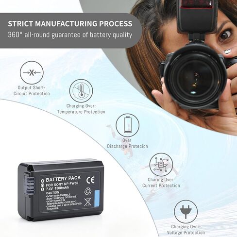 2Pack NP-FW50 Battery, Dual-Slot LCD Charger for Sony Alpha A6000 A6100 in Saudi Arabia