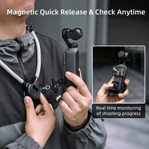Pocket 4 Magnetic Neck Mount,Extended Version Quick Release POV/Vlog Video Selfie Necklace Holder for DJI OSMO Pocket 4 Creator Combo (T26 Pro) in Saudi Arabia