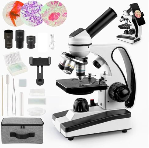 Microscope, Biological Microscope with Portable Specimen Stage, 40–640× Optical,for Homeschool Lab in Kuwait