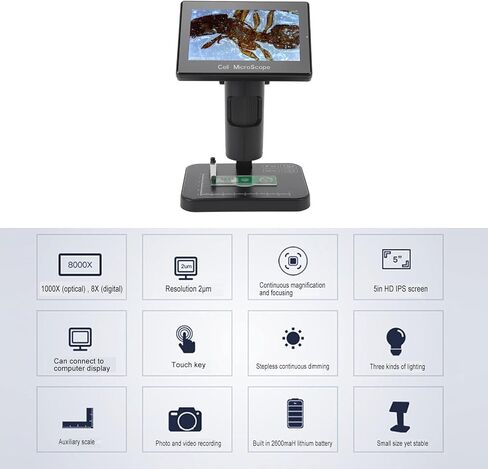 Digital Microscope with 5 Inch Display, USB 1080P, 1000X Magnification for Welding Research in Saudi Arabia