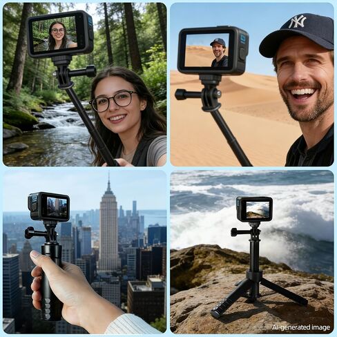JINGCHEN Extendable Tripod Selfie Stick for Action Cameras Vlog Handle Grip | 7-Section Pole,Tripod Selfie Stick Waterproof Hand Grip for GoPro, DJI, Insta360 and action cameras Lightweight for Travel in Kuwait