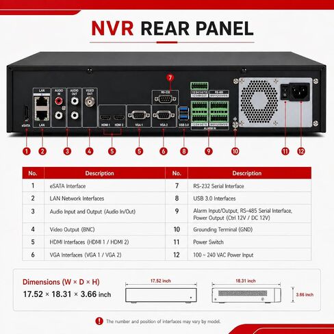 DS-9664NI-M8 8K 64 Channel NVR Recorder for IP Security Cameras, 400Mbps Bandwidth, Supports 64 Cameras, H.265+, 8 SATA Bays Up to 128TB, Dual HDMI & VGA Outputs, Enterprise Surveillance System in Saudi Arabia