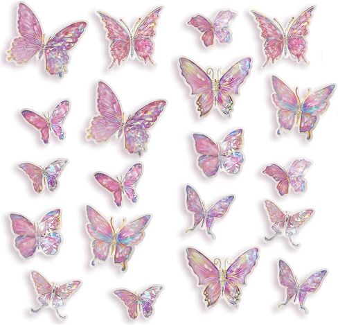 60PCS Butterfly Wall Decor, 3D Butterflies Princess Room Decor, Pink Butterfly Decorations for Wall, Mariposas Decorativas Butterfly Wall Stickers, Mariposas Grandes para Decoracion in Kuwait