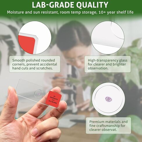 50 PCS Prepared Microscope Slides with Specimens Biology STEM Kit | 5 Themed Lab-Grade Biology Sets, Plant Insect Animal Cell Tissue Specimens, Science Gift Students Homeschool Classroom Lab in Saudi Arabia