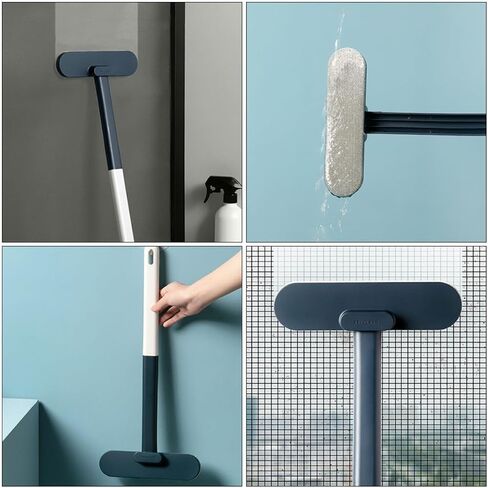 Window Screen Cleaning Brush Blue Pp Both Sides Scrubber for Home Use | Fine Bristle Surface, Wet and Dry Cleaning, Wash without Disassembly, Wall-hanging Storage in Kuwait