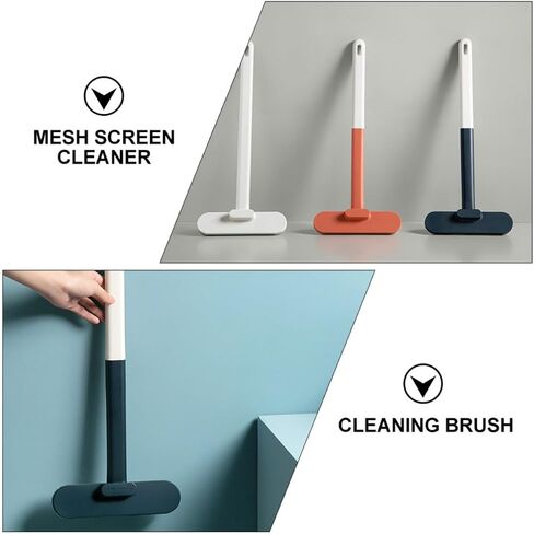 Window Screen Cleaning Brush Blue Pp Both Sides Scrubber for Home Use | Fine Bristle Surface, Wet and Dry Cleaning, Wash without Disassembly, Wall-hanging Storage in Kuwait