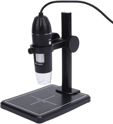 Digital Microscope with Stand, USB Digital Microscope 1600x Magnification, 8 Adjustable LED Lights for PC and Android Phone, ABS Body with Measuring Scale in Kuwait