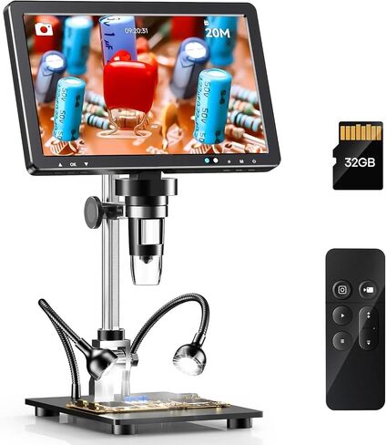USB Microscope, Digital Microscope 10.1 Inch Scope 2000x Coin with LEDs 20MP Soldering for Electronics, PCB, Repair for in Saudi Arabia