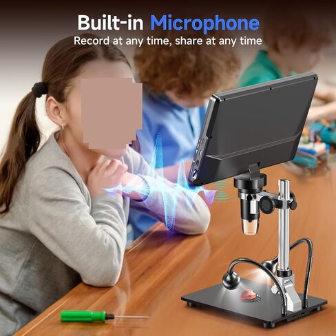 USB Microscope, Digital Microscope 10.1 Inch Scope 2000x Coin with LEDs 20MP Soldering for Electronics, PCB, Repair for in Saudi Arabia
