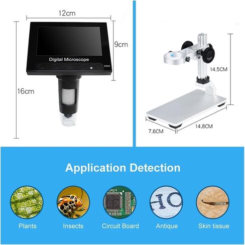 USB Microscope, Digital Microscope 4.3 Inch USB 1000X Magnification 1080P HD Electron for Repair Soldering 8 LEDs for Children Students Adults Beginners Learning and Experiments in Saudi Arabia