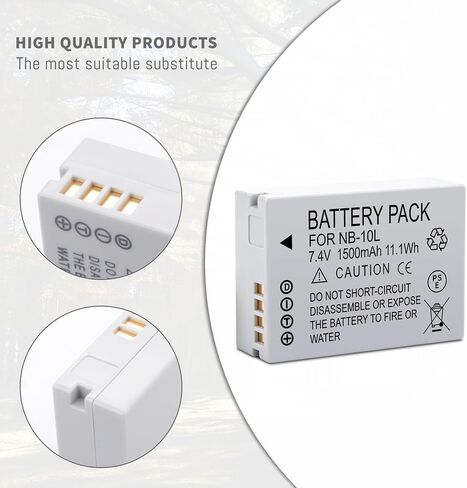 NB-10L NB10L Battery for Canon PowerShot G1 X, G3-X, G15, G16, SX40 HS | SX50 HS SX60 HS Digital Cameras Batteries Upgrade Enduro Capacity 7.4V 1500mah in Saudi Arabia