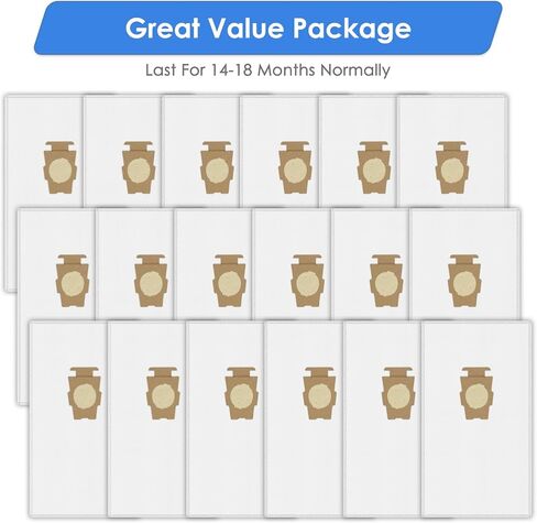 (18 Pack) Vacuum Bags [Model 204814] Compatible with Kirby Sentria/Avalir/Ultimate G Series | Replaces F-Style & Twist-Style 204811 205811 204808 | Replacement Parts by Improvedhand in Saudi Arabia