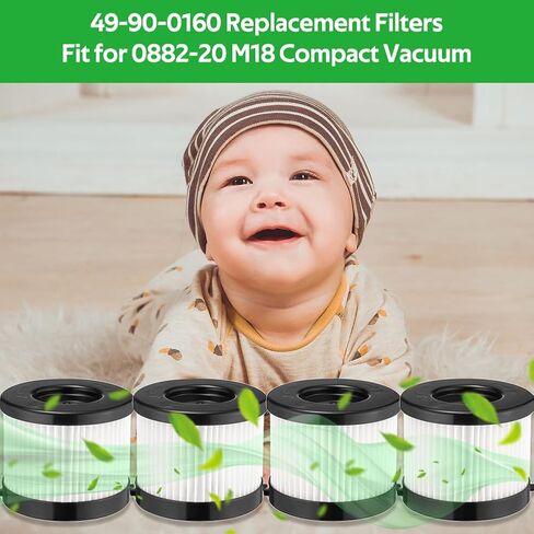 4 Pack HEPA Dry Filter Compatible with Milwaukee Part Number 49-90-0160, 49-90-1951 for M18 Compact Vacuum Model Number 0882-20 Replacement Filters Washable and Reusable in Saudi Arabia