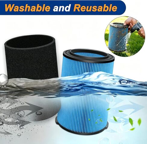 VF5000 Filter Replacement for Ridgid Shop Vac 5-20 Gallon Wet Dry Vacuum | for Husky 6-9 Gallon Vacuum, 2 Pack Fine Duster Filters + 4 Pack Foam Sleeve + 1 Cleaning Brush, 72948 in Saudi Arabia