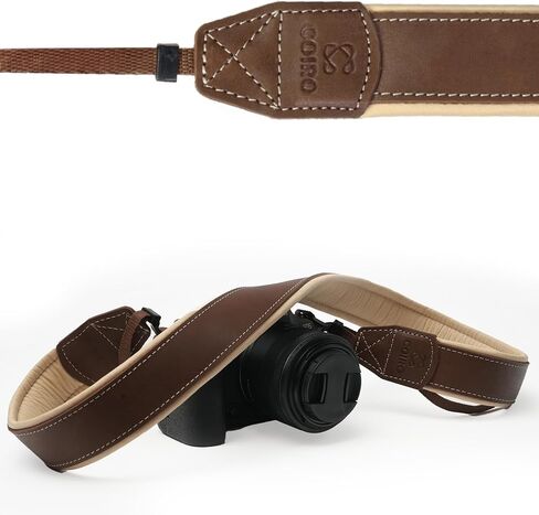 Padded Leather Camera Strap, Shoulder Strap, Genuine Leather Neck Strap for DSLR/SLR in Saudi Arabia