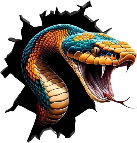 3D Snake Car Decals 2PCS Vinyl Bumper Stickers LB-0018 | 3D snake decals. Waterproof vinyl stickers for car, truck, bumper, laptop, wall, furniture, bedroom. in Kuwait